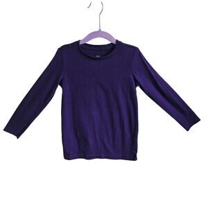 Primary Kids Size 4-5 Long Sleeve Tee Shirt Solid Dark Purple 100% Cotton Basic